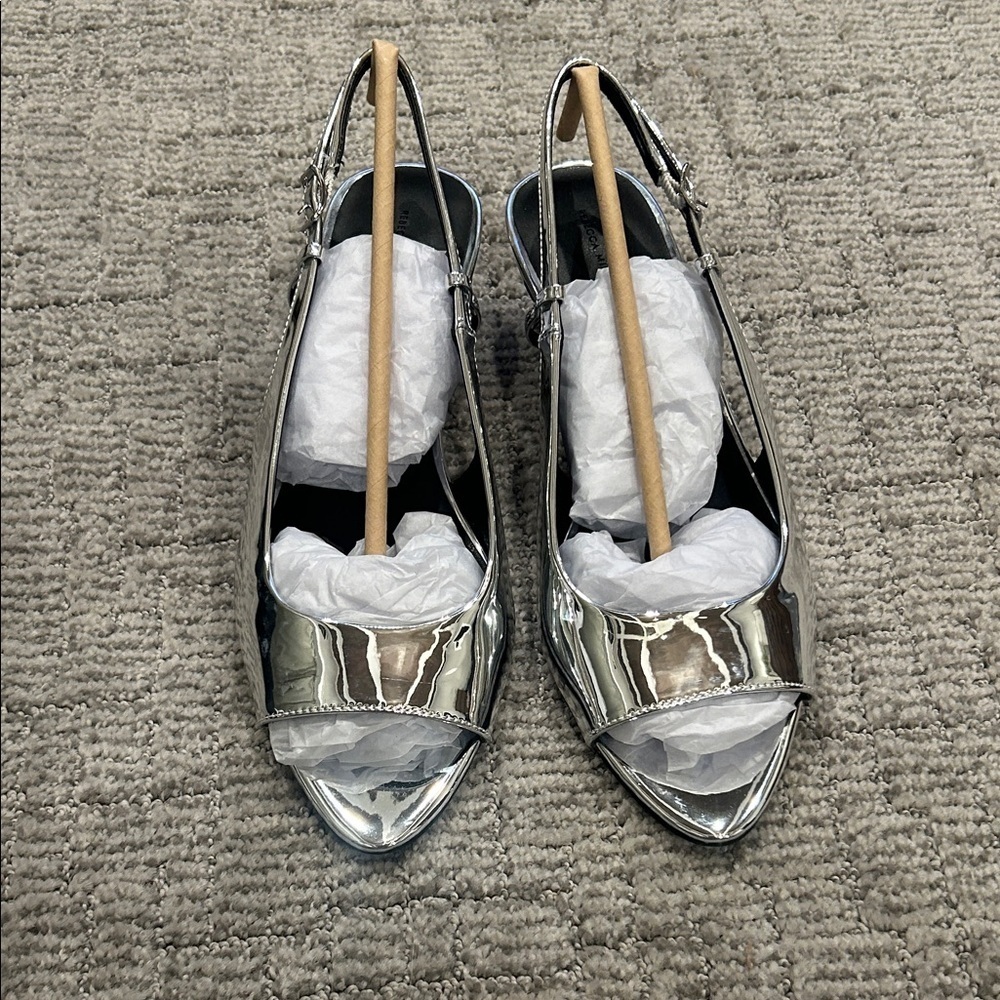 REBECCA MINKOFF SLINGBACK LEATHER SANDAL Mirror Metallic 9